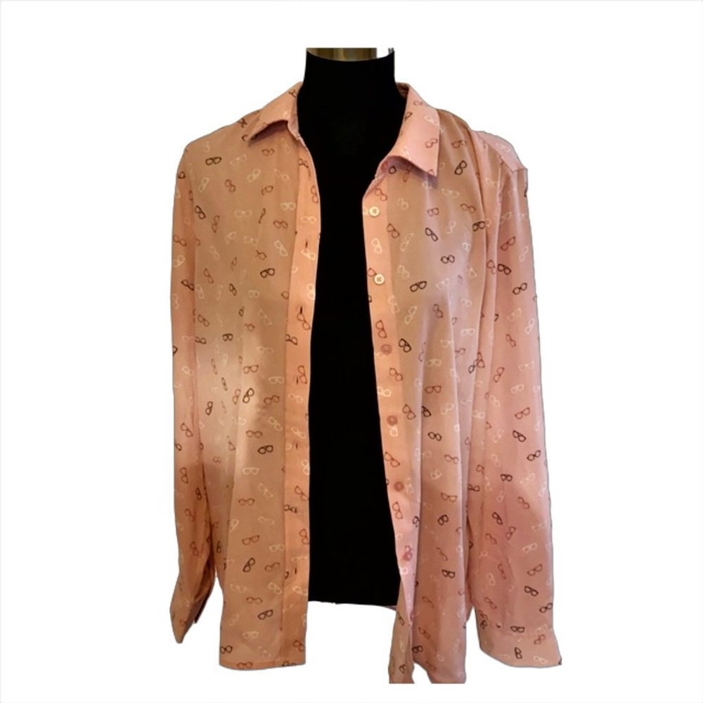 Button-up Blouse with Glasses Pattern by Como Blu